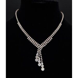 Vintage Rhinestone Y-Drop Necklace Elegant Statement